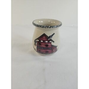 Vintage‎ Home & Garden Party Stoneware Crock Red Birdhouse 1999 Made In The USA